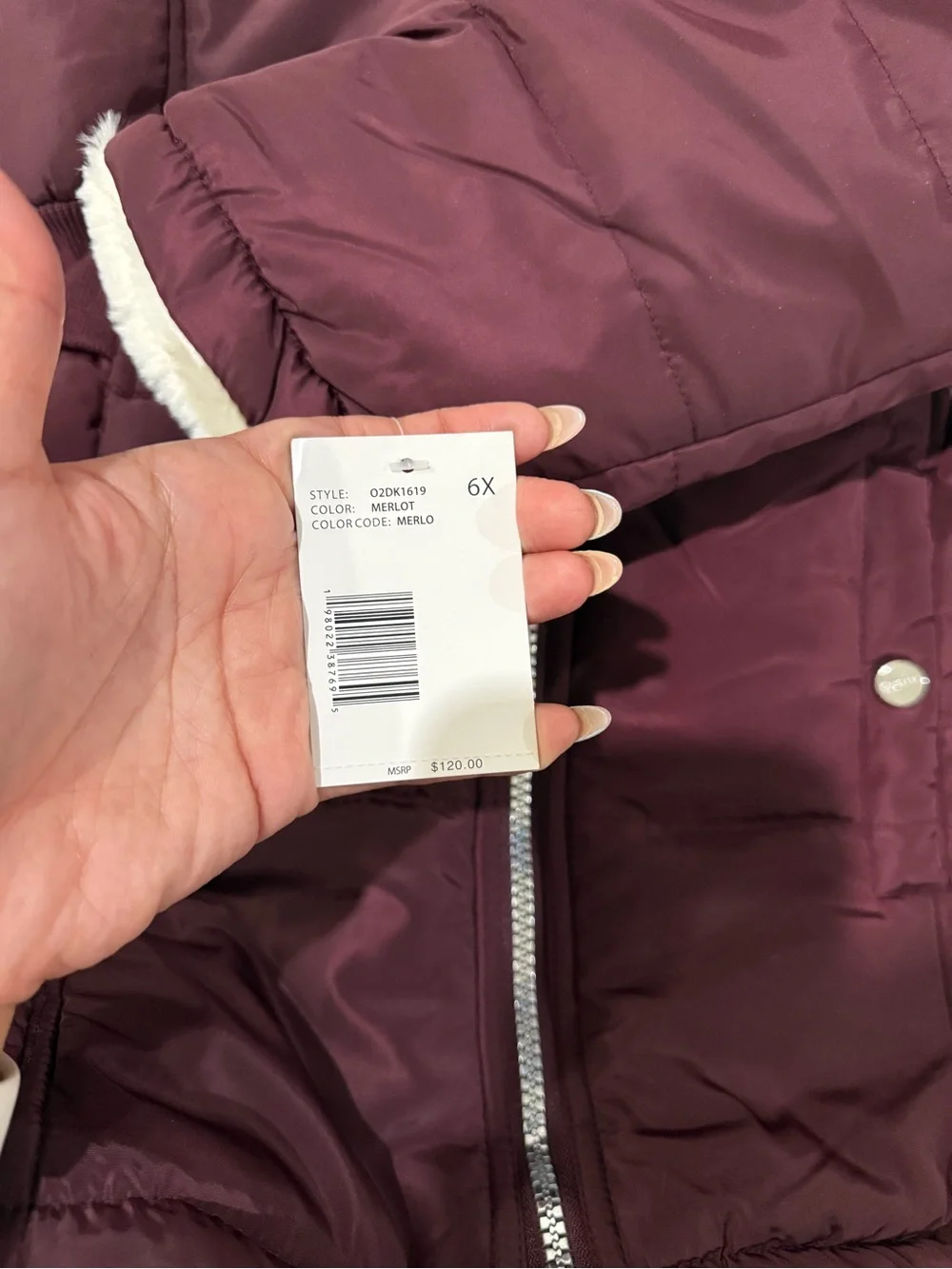 DKNY Girls 6X Hooded Reversible Puffer Jacket NWT Burgandy